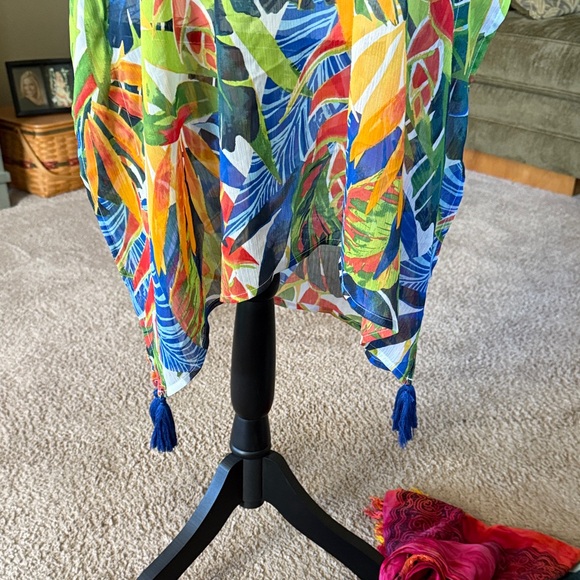 Colorful strappy Leaf Print Women's Swim Coverup - Picture 2 of 5